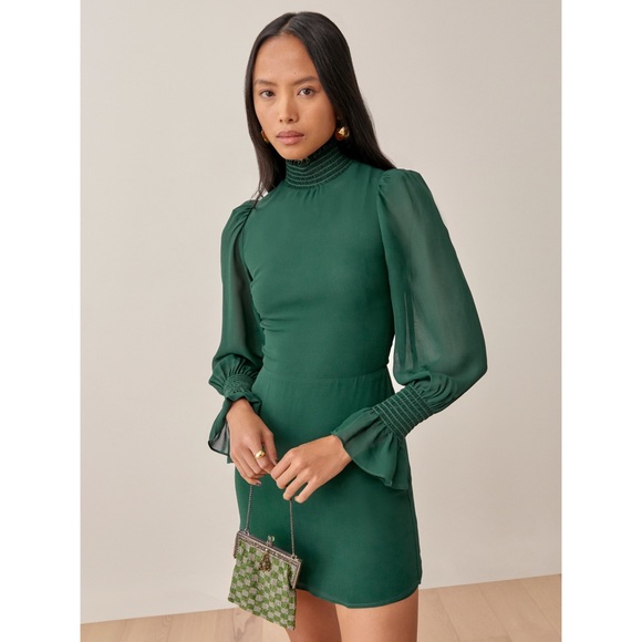Reformation Archie Dress in Emerald - Picture 2 of 8